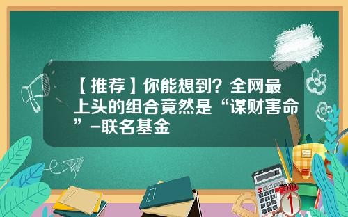 【推荐】你能想到？全网最上头的组合竟然是“谋财害命”-联名基金