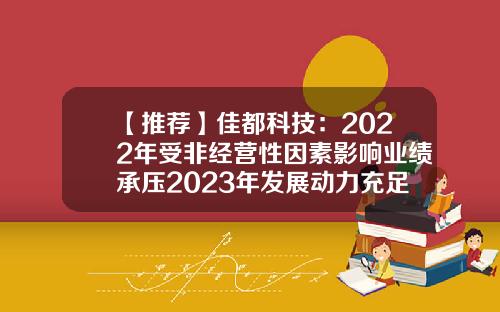 【推荐】佳都科技：2022年受非经营性因素影响业绩承压2023年发展动力充足-佳都科技股票最新资讯网