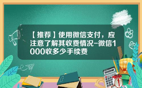 【推荐】使用微信支付，应注意了解其收费情况-微信1000收多少手续费