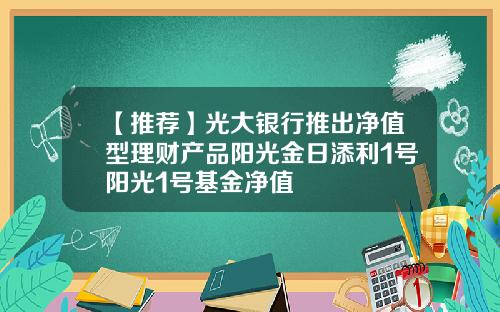 【推荐】光大银行推出净值型理财产品阳光金日添利1号阳光1号基金净值