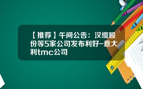 【推荐】午间公告：汉缆股份等5家公司发布利好-意大利tmc公司