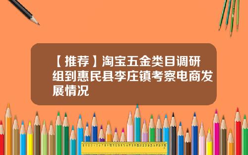 【推荐】淘宝五金类目调研组到惠民县李庄镇考察电商发展情况