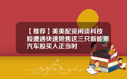 【推荐】美美配资闲谈科技股遭遇快速抛售这三只新能源汽车股买入正当时