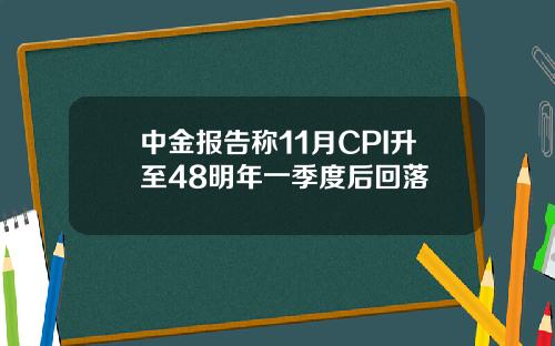 中金报告称11月CPI升至48明年一季度后回落