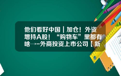 他们看好中国｜加仓！外资增持A股！“购物车”里都有啥→-外商投资上市公司【新闻】.