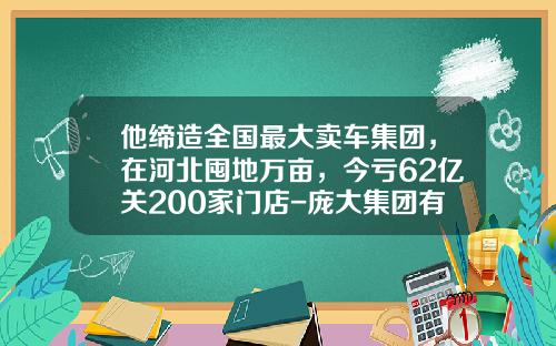他缔造全国最大卖车集团，在河北囤地万亩，今亏62亿关200家门店-庞大集团有多少家4s店【新闻】.
