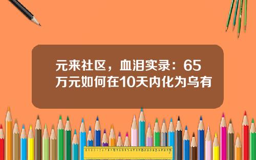元来社区，血泪实录：65万元如何在10天内化为乌有