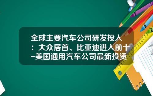 全球主要汽车公司研发投入：大众居首、比亚迪进入前十-美国通用汽车公司最新投资数据