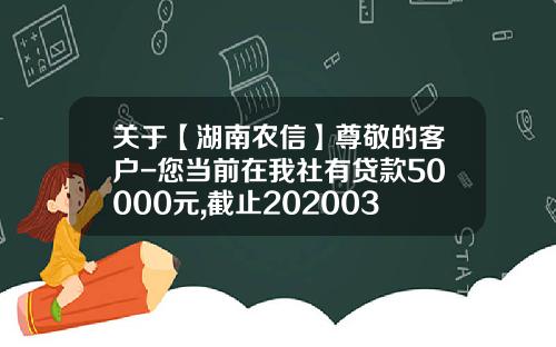 关于【湖南农信】尊敬的客户-您当前在我社有贷款50000元,截止20200321应还金额133？的一些相关词条_1