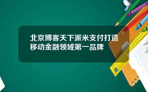 北京博客天下派米支付打造移动金融领域第一品牌