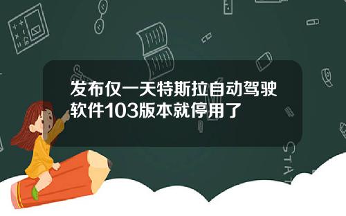 发布仅一天特斯拉自动驾驶软件103版本就停用了
