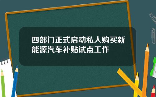 四部门正式启动私人购买新能源汽车补贴试点工作