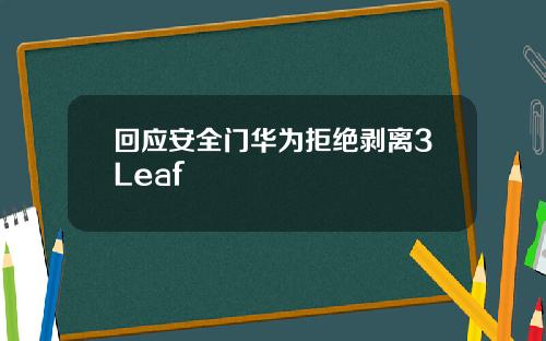 回应安全门华为拒绝剥离3Leaf