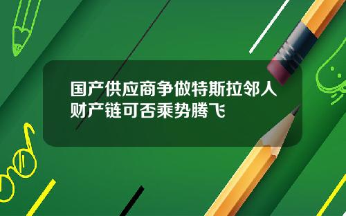 国产供应商争做特斯拉邻人财产链可否乘势腾飞