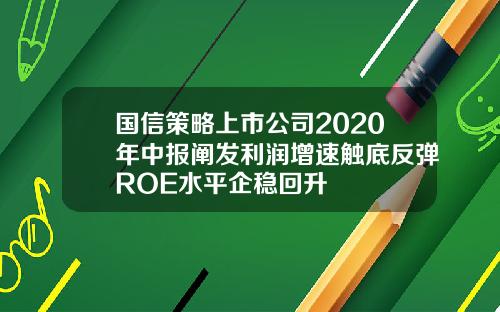国信策略上市公司2020年中报阐发利润增速触底反弹ROE水平企稳回升