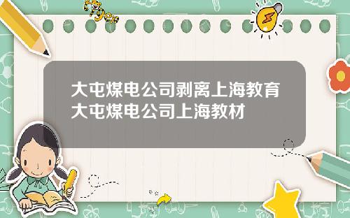 大屯煤电公司剥离上海教育大屯煤电公司上海教材