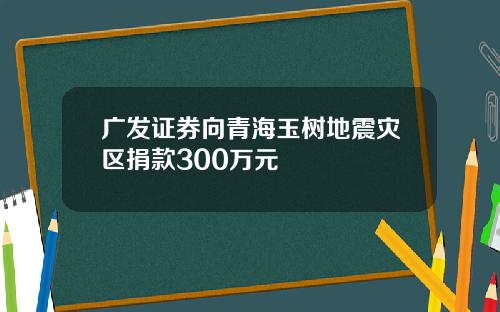 广发证券向青海玉树地震灾区捐款300万元