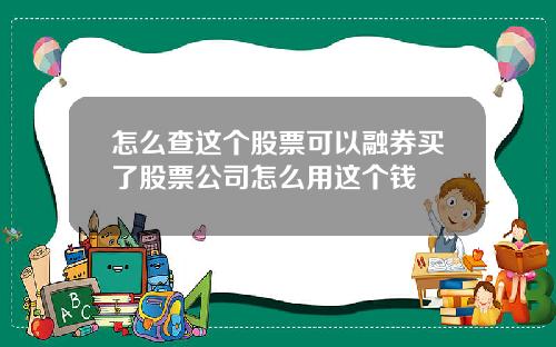 怎么查这个股票可以融券买了股票公司怎么用这个钱