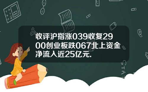 收评沪指涨039收复2900创业板跌067北上资金净流入近25亿元.