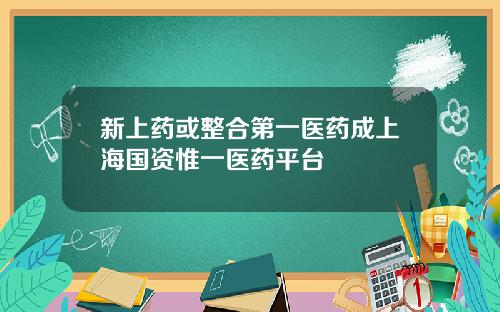 新上药或整合第一医药成上海国资惟一医药平台