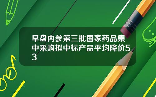 早盘内参第三批国家药品集中采购拟中标产品平均降价53