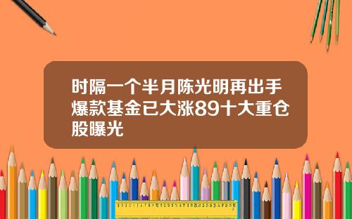 时隔一个半月陈光明再出手爆款基金已大涨89十大重仓股曝光