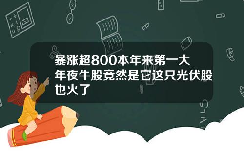 暴涨超800本年来第一大年夜牛股竟然是它这只光伏股也火了