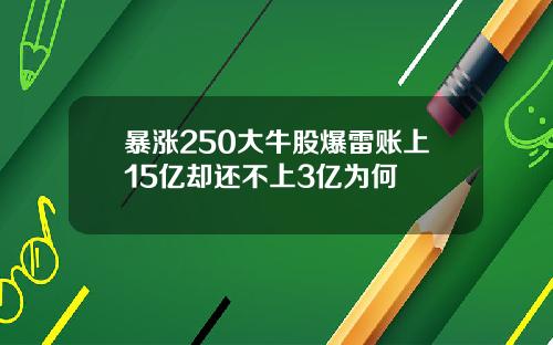 暴涨250大牛股爆雷账上15亿却还不上3亿为何
