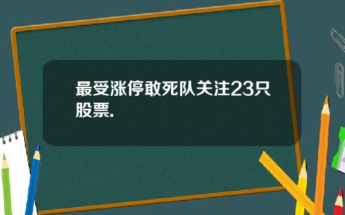 最受涨停敢死队关注23只股票.