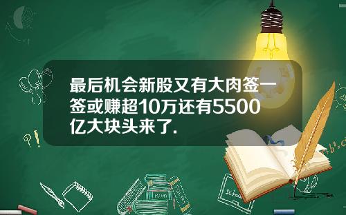 最后机会新股又有大肉签一签或赚超10万还有5500亿大块头来了.
