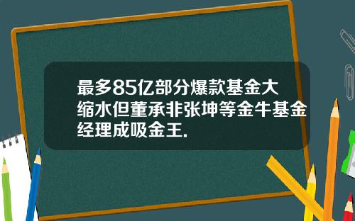 最多85亿部分爆款基金大缩水但董承非张坤等金牛基金经理成吸金王.