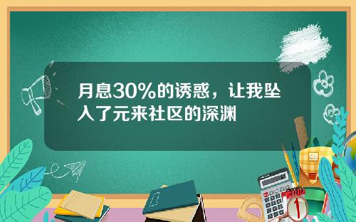 月息30%的诱惑，让我坠入了元来社区的深渊