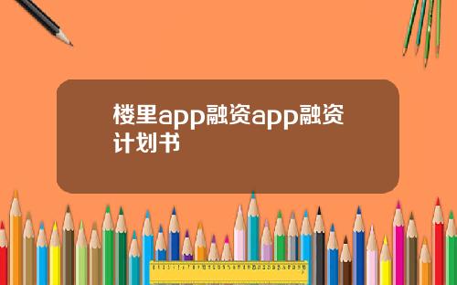 楼里app融资app融资计划书