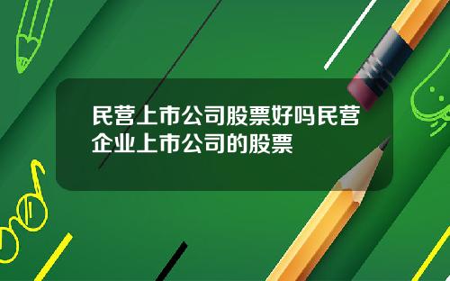 民营上市公司股票好吗民营企业上市公司的股票