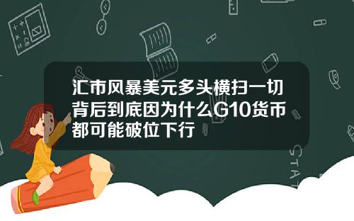 汇市风暴美元多头横扫一切背后到底因为什么G10货币都可能破位下行