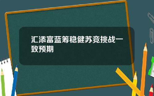 汇添富蓝筹稳健苏竞挑战一致预期