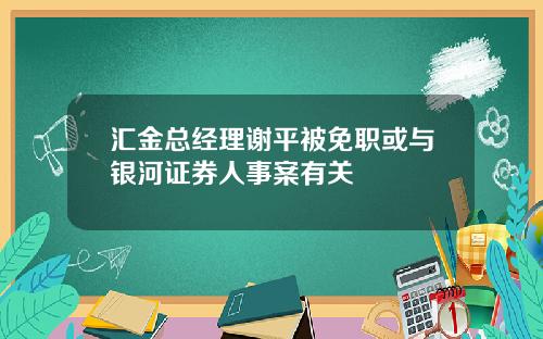 汇金总经理谢平被免职或与银河证券人事案有关