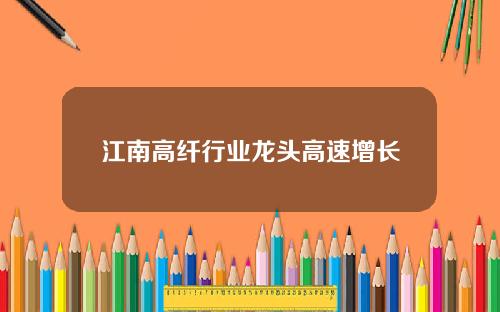 江南高纤行业龙头高速增长