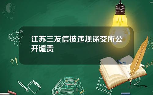 江苏三友信披违规深交所公开谴责