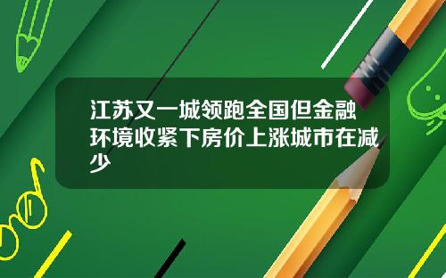 江苏又一城领跑全国但金融环境收紧下房价上涨城市在减少