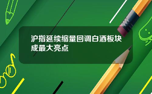 沪指延续缩量回调白酒板块成最大亮点