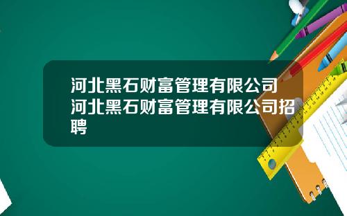 河北黑石财富管理有限公司河北黑石财富管理有限公司招聘