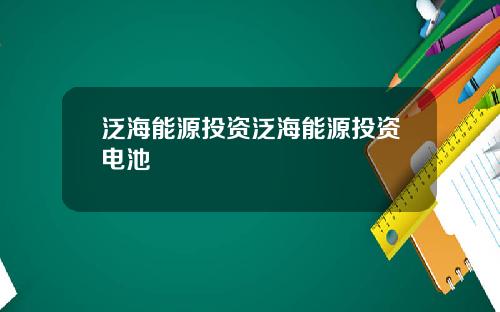 泛海能源投资泛海能源投资电池