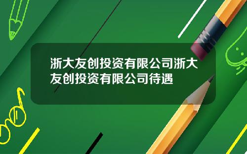 浙大友创投资有限公司浙大友创投资有限公司待遇