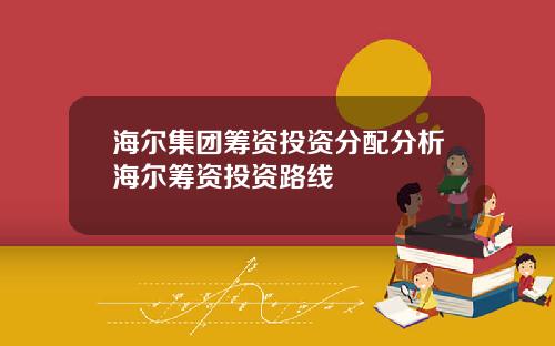 海尔集团筹资投资分配分析海尔筹资投资路线