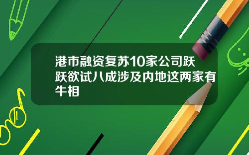 港市融资复苏10家公司跃跃欲试八成涉及内地这两家有牛相