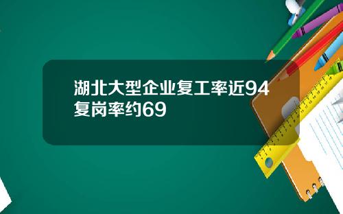湖北大型企业复工率近94复岗率约69