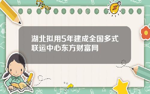 湖北拟用5年建成全国多式联运中心东方财富网