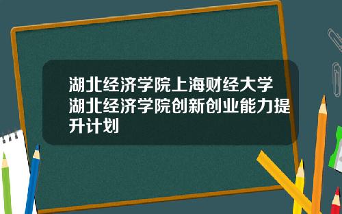 湖北经济学院上海财经大学湖北经济学院创新创业能力提升计划