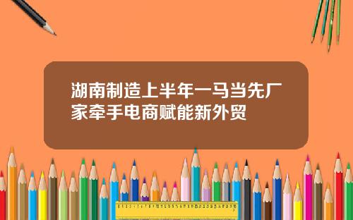 湖南制造上半年一马当先厂家牵手电商赋能新外贸
